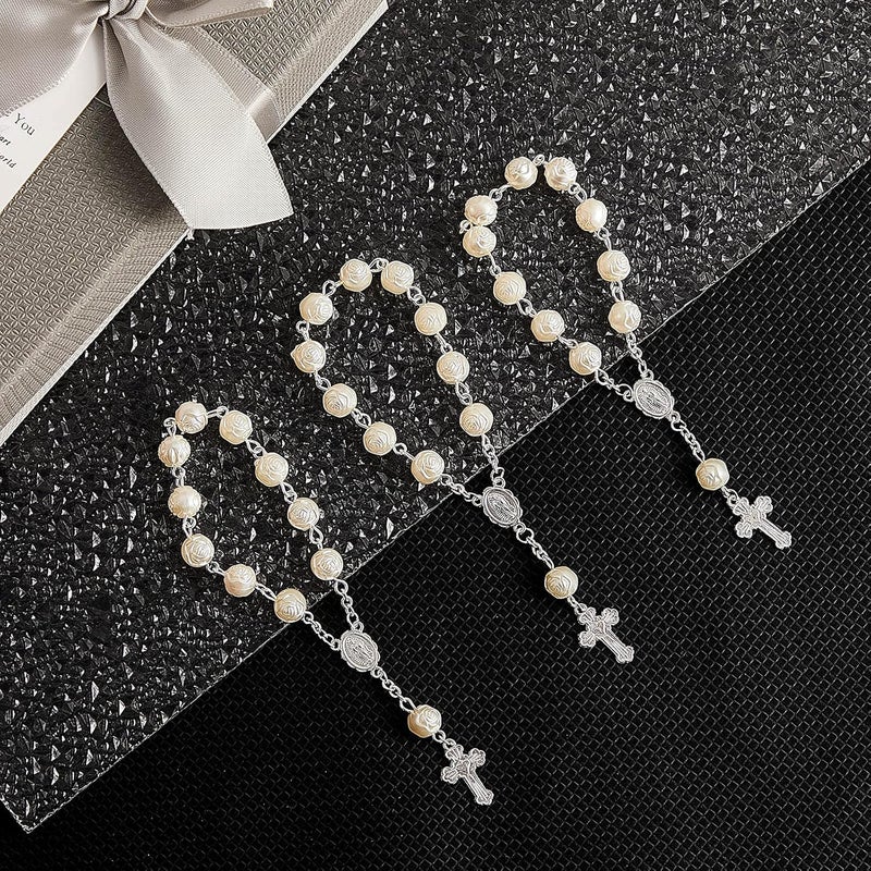 Jadive 30 Pieces Mini Rosaries Baptism Rosary Beads Finger Baptism Rosaries Bulk with Organza Bags for First Communion Christening Weddings Party Favors - Image 5
